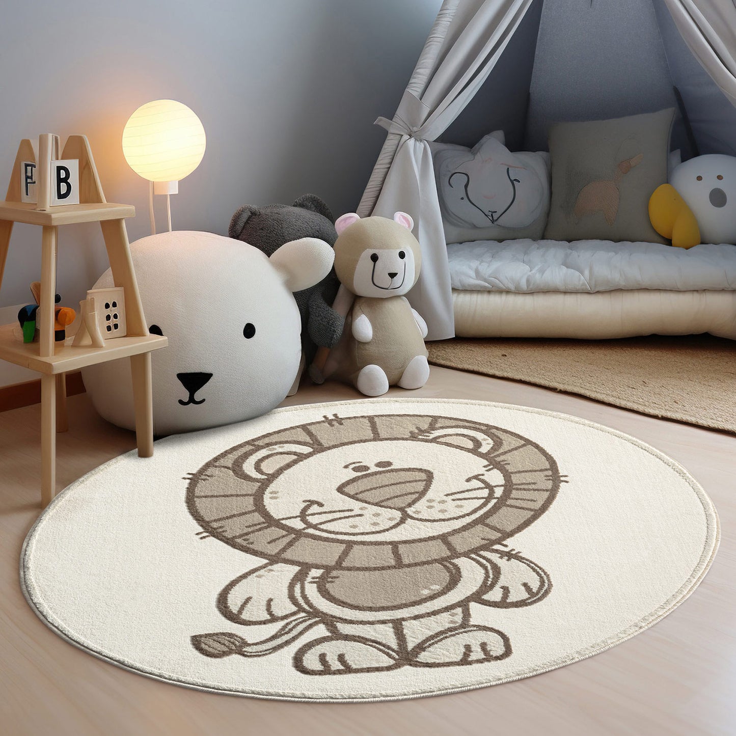 Luna 717 creme / Kinderteppich Löwe