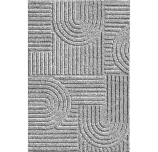 Aliya 1121 silber Boho-Stil Teppich Hochtief Musterung