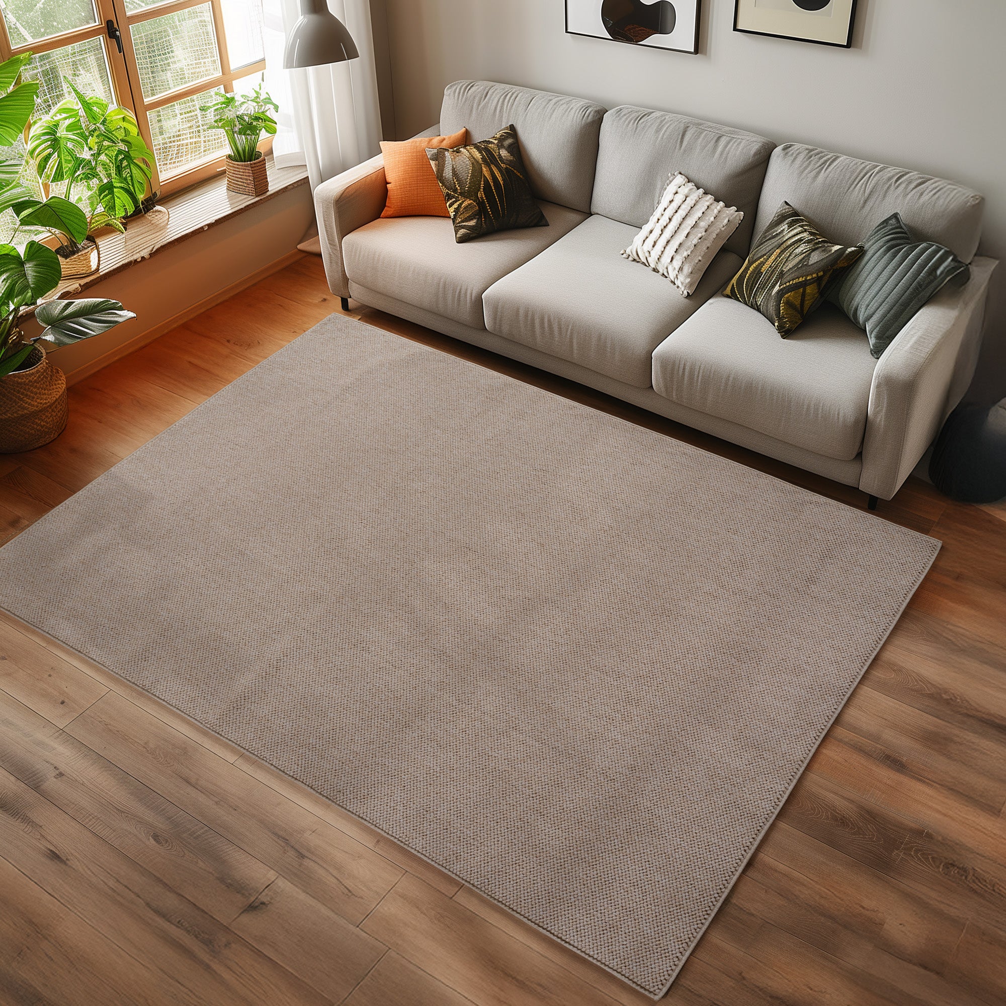 Hira 2200 beige, geflochtener weichflor Teppich, tolle Musterungen