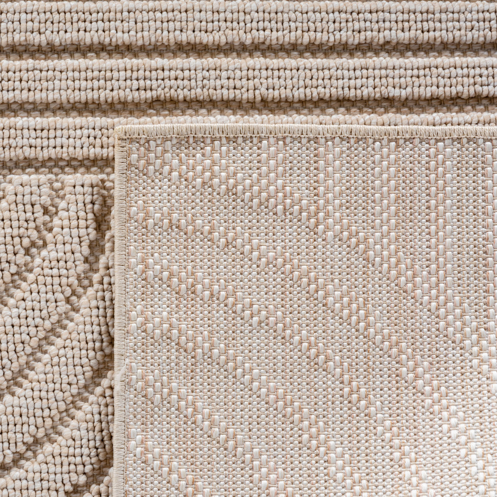 Hira 2201 beige, geflochtener weichflor Teppich, tolle Musterungen