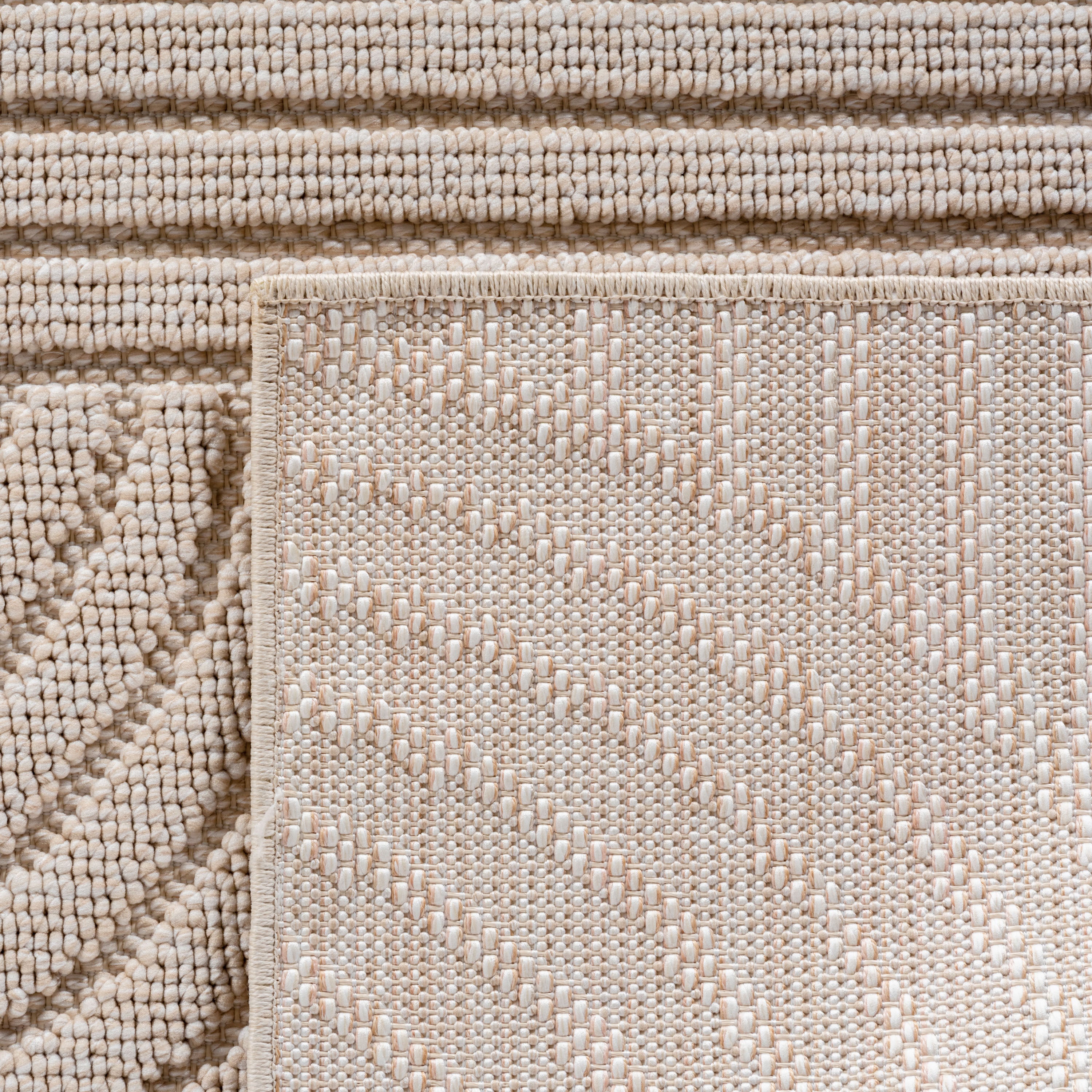 Hira 2201 beige, geflochtener weichflor Teppich, tolle Musterungen