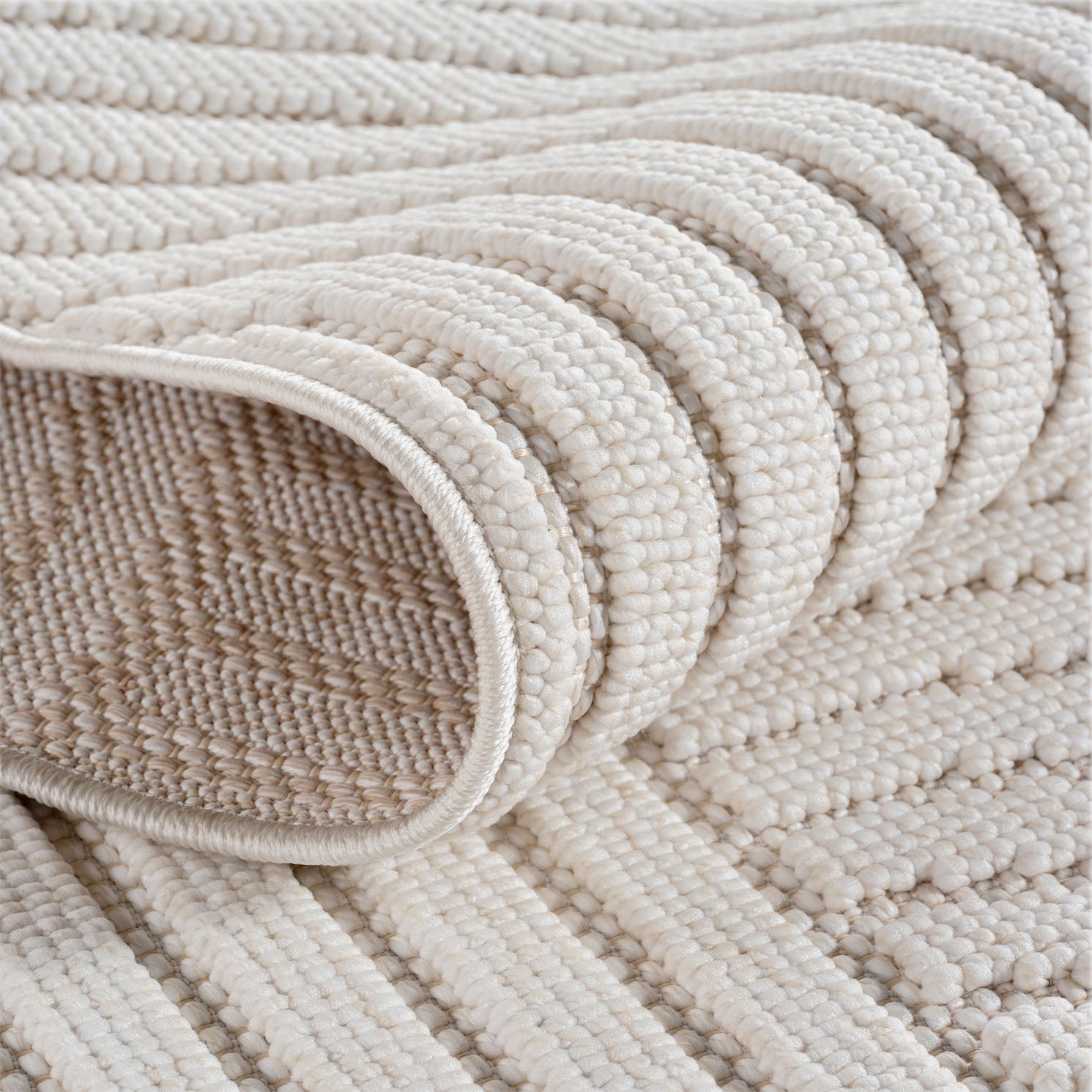 Hira 2201 creme, geflochtener weichflor Teppich, tolle Musterungen