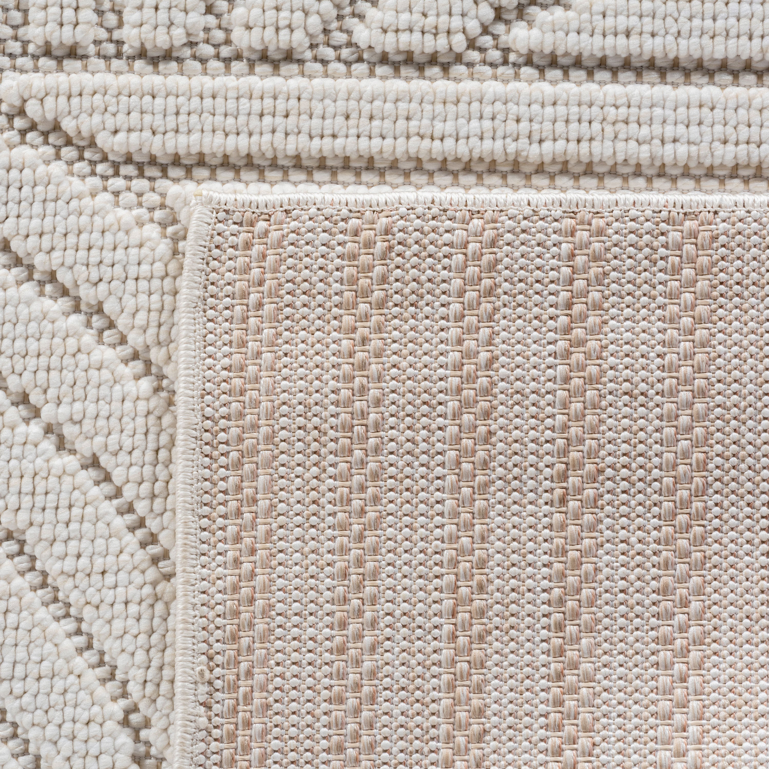 Hira 2201 creme, geflochtener weichflor Teppich, tolle Musterungen