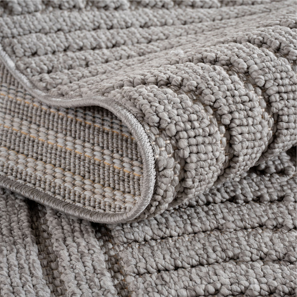 Hira 2201 grau, geflochtener weichflor Teppich, tolle Musterungen