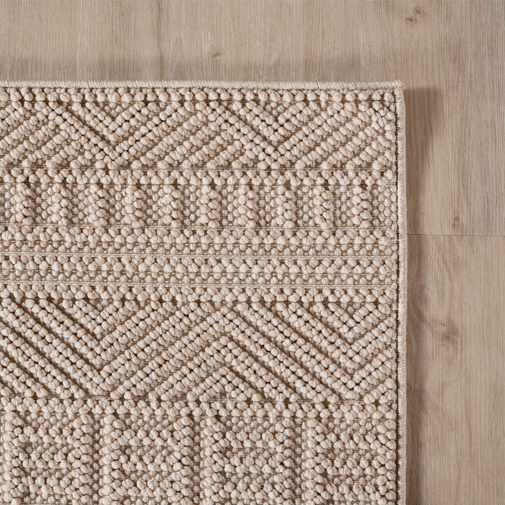 Hira 2202 beige, geflochtener weichflor Teppich, tolle Musterungen