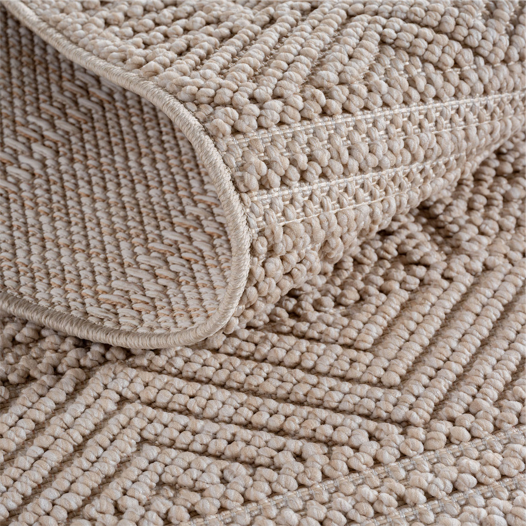 Hira 2202 beige, geflochtener weichflor Teppich, tolle Musterungen