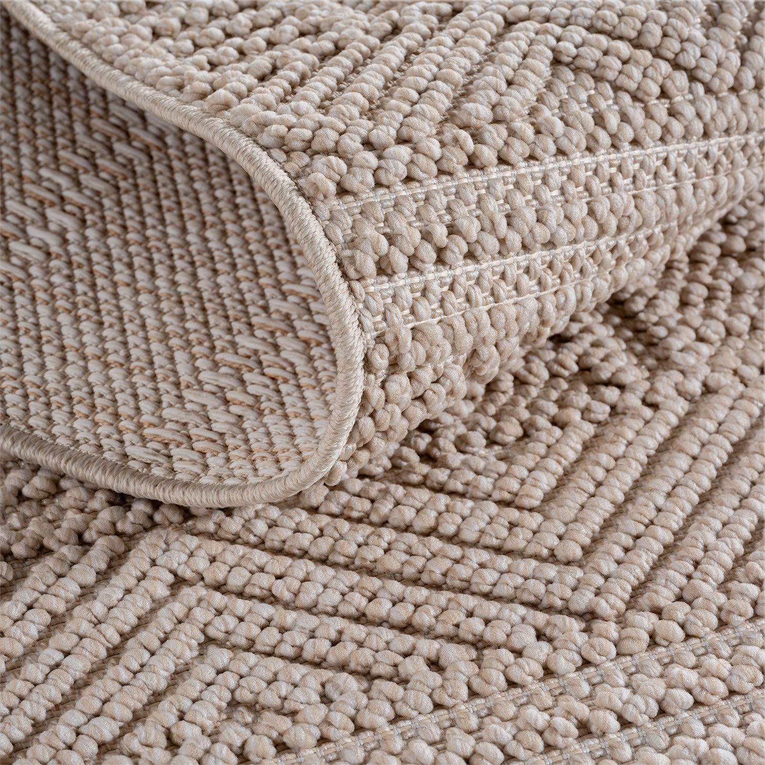 Hira 2202 beige, geflochtener weichflor Teppich, tolle Musterungen