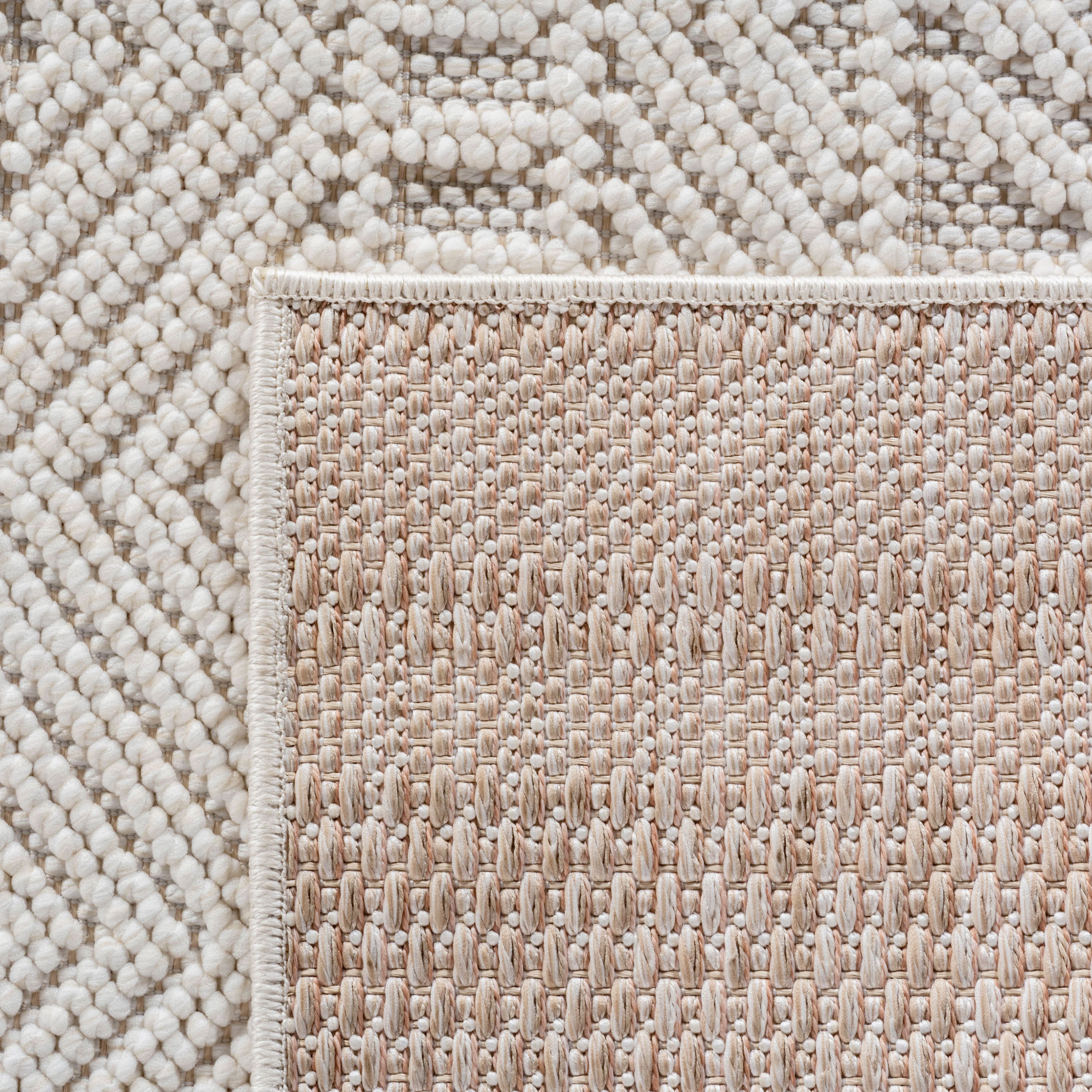 Hira 2202 creme, geflochtener weichflor Teppich, tolle Musterungen