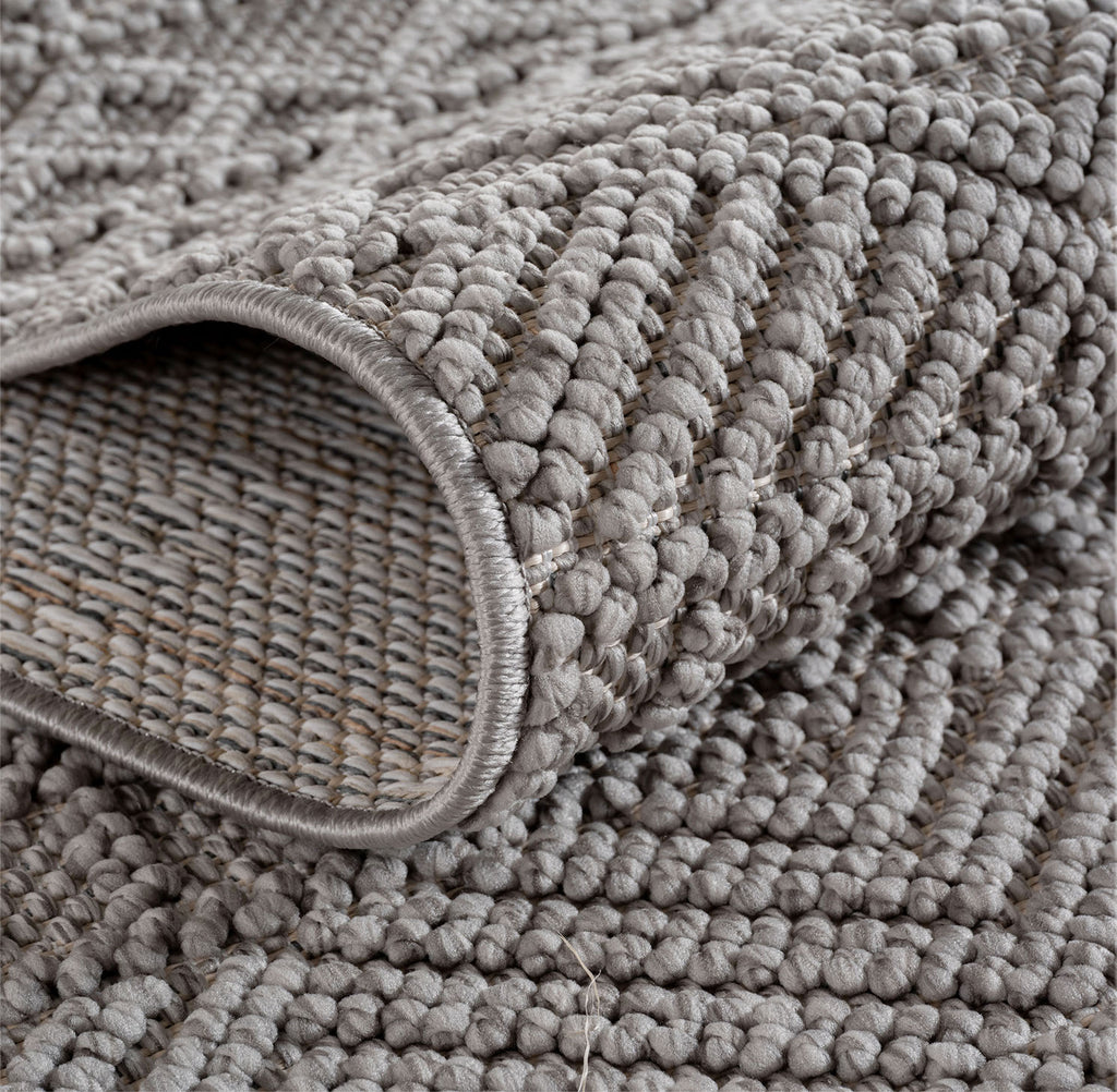 Hira 2202 grau, geflochtener weichflor Teppich, tolle Musterungen