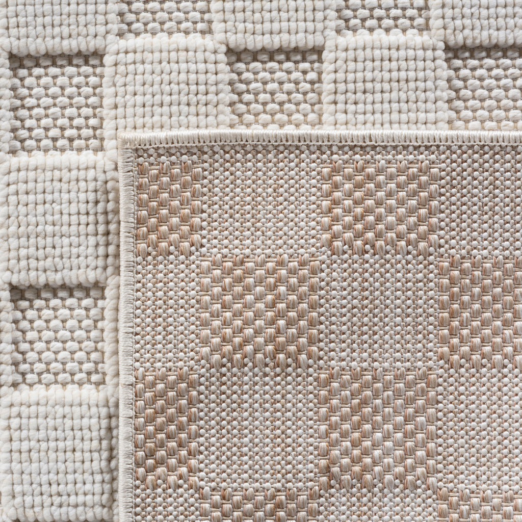 Hira 2203 creme, geflochtener weichflor Teppich, tolle Musterungen