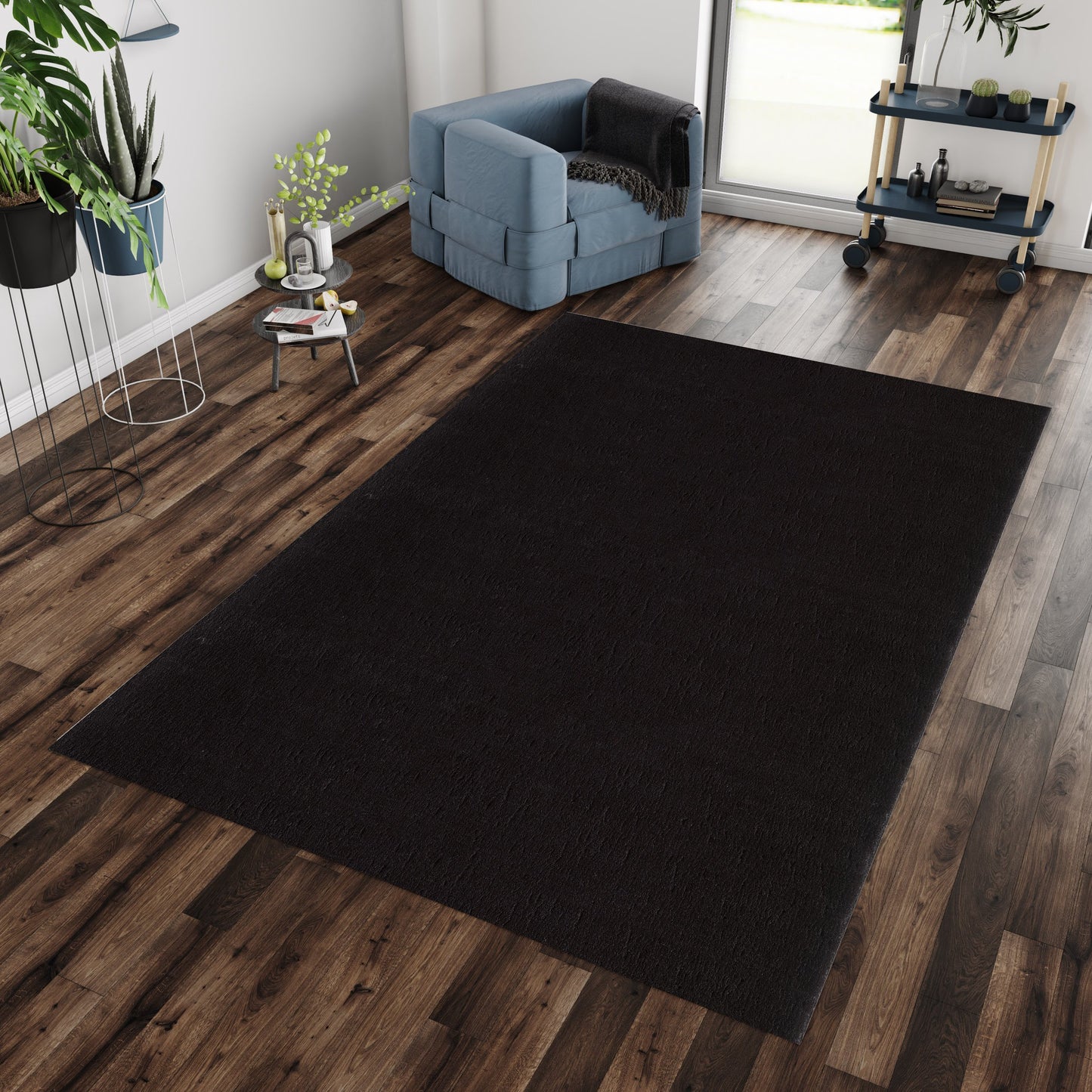 Cuddly 2600 black Plüschteppich kuschelig & weich