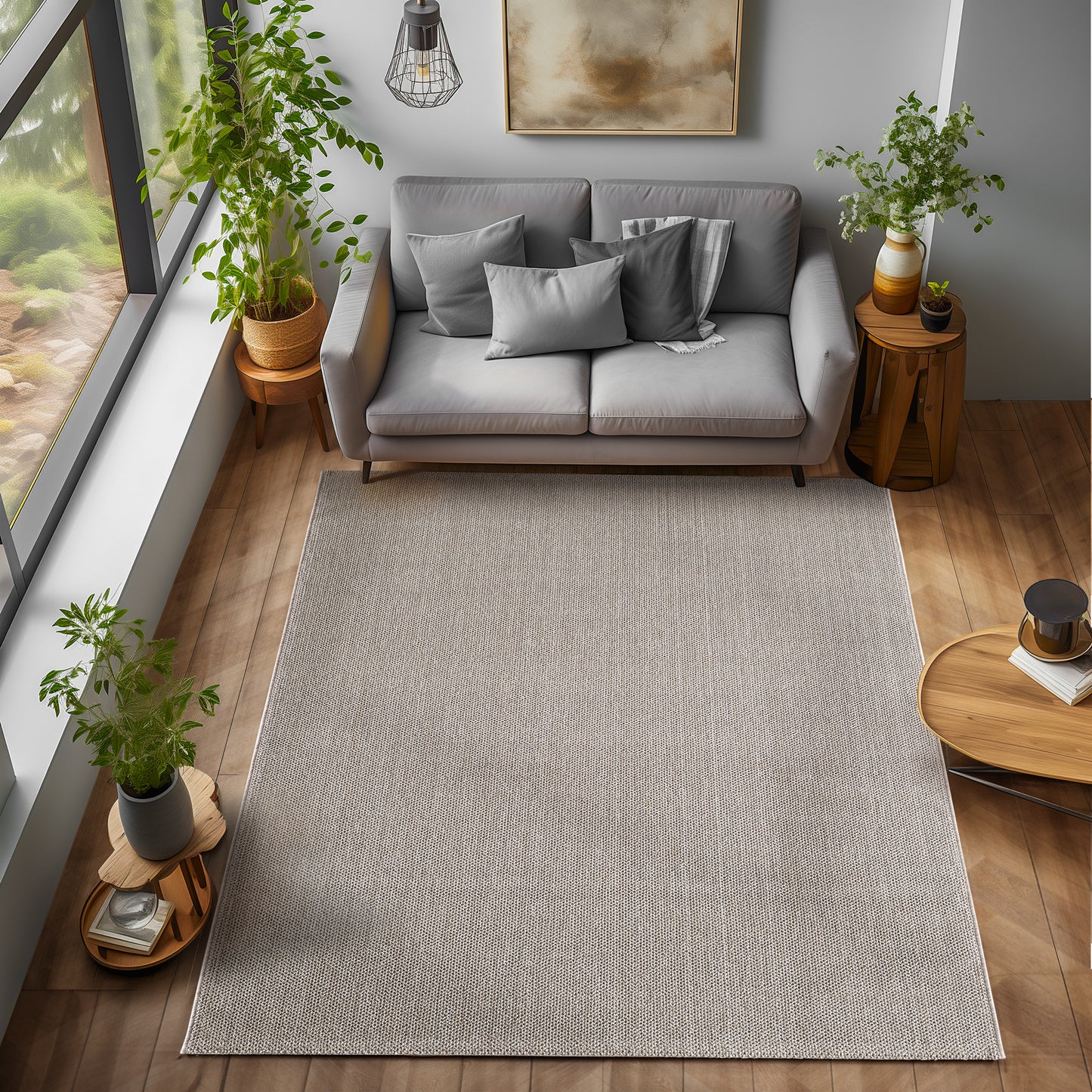 Lena 430 braun / Weichflor Teppich geflochten
