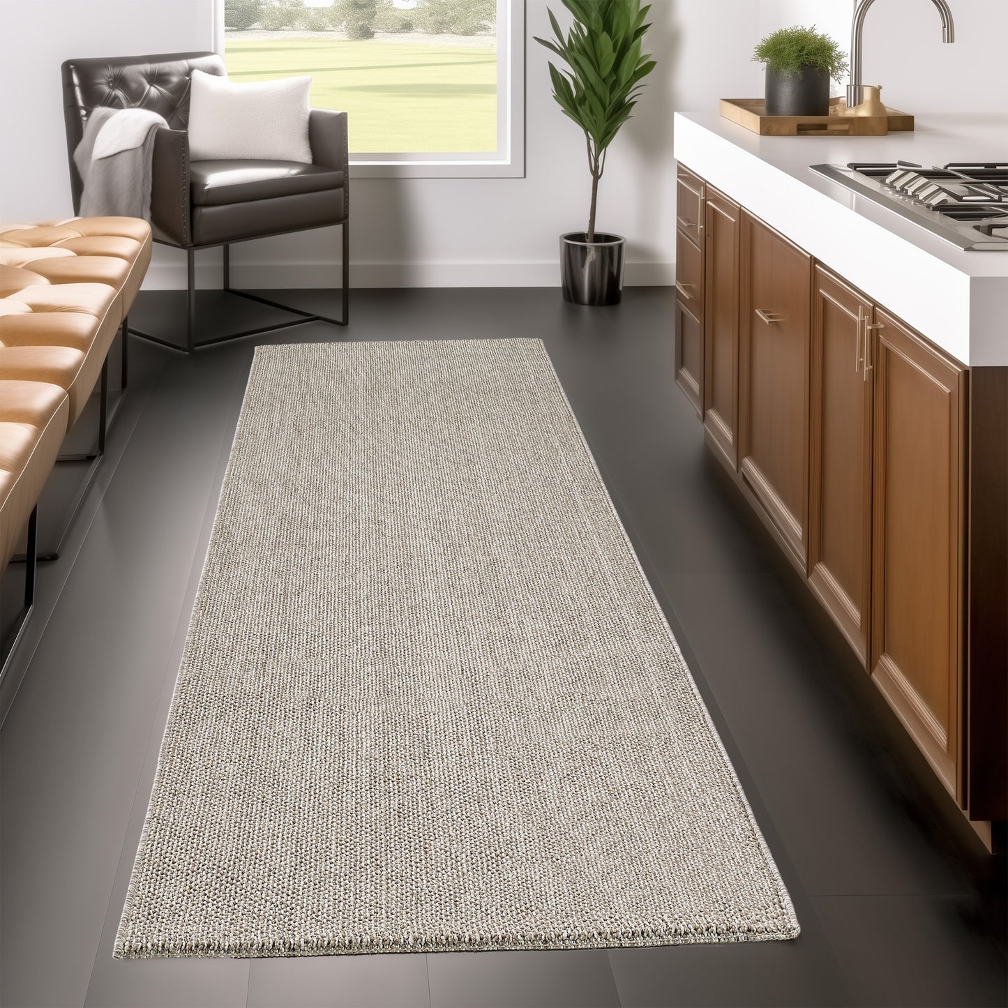 Lena 430 braun / Weichflor Teppich geflochten