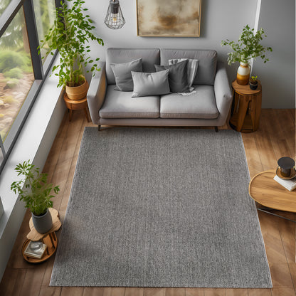 Lena 430 grau / Weichflor Teppich geflochten