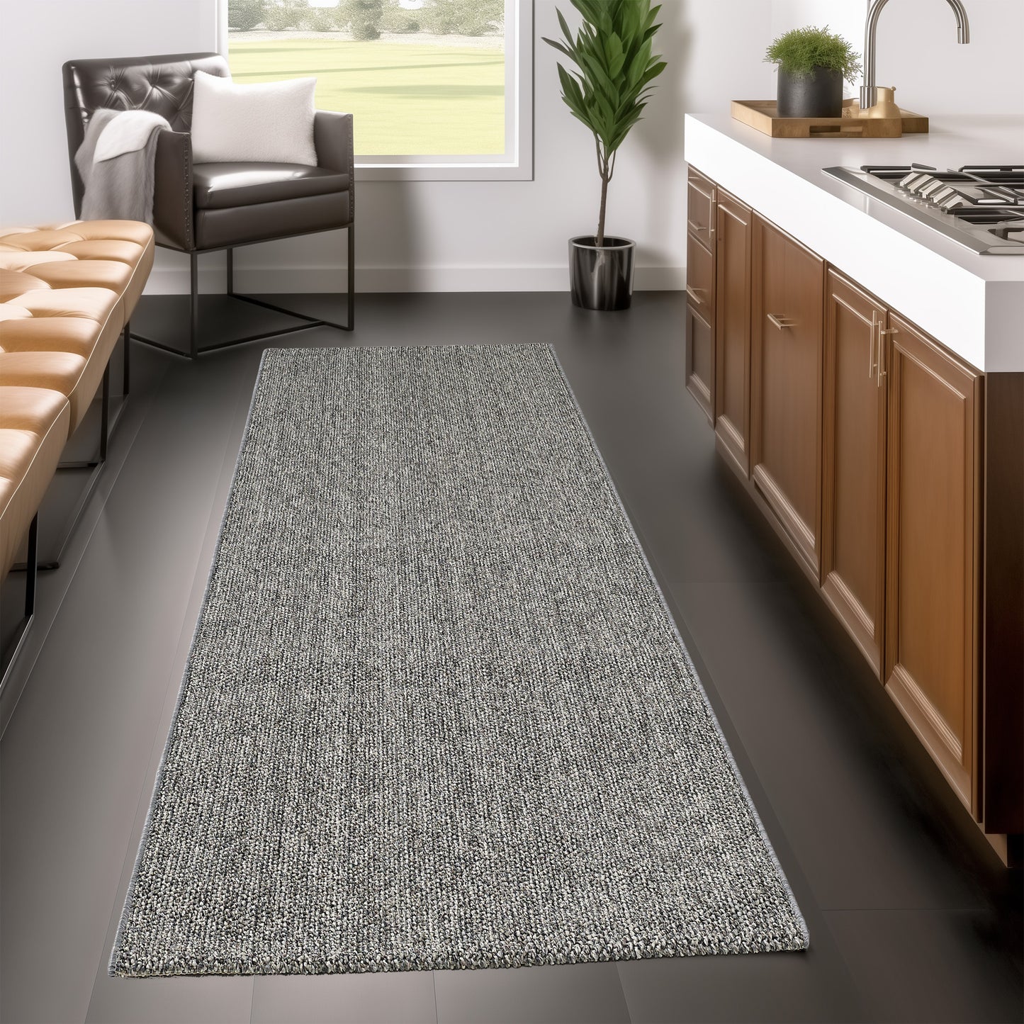 Lena 430 grau / Weichflor Teppich geflochten
