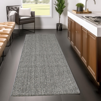 Lena 430 grau / Weichflor Teppich geflochten