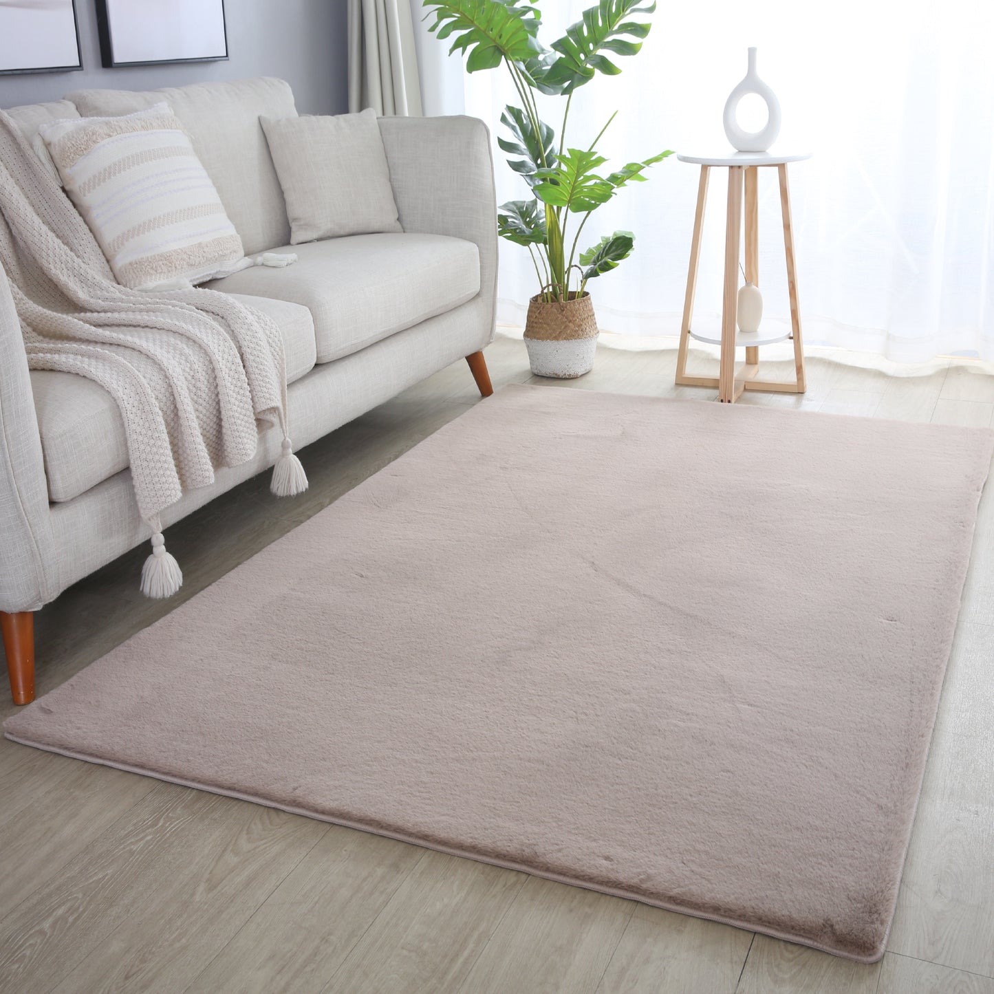 Cuddly 5100 beige Plüsch Teppich einfarbig pflegeleicht