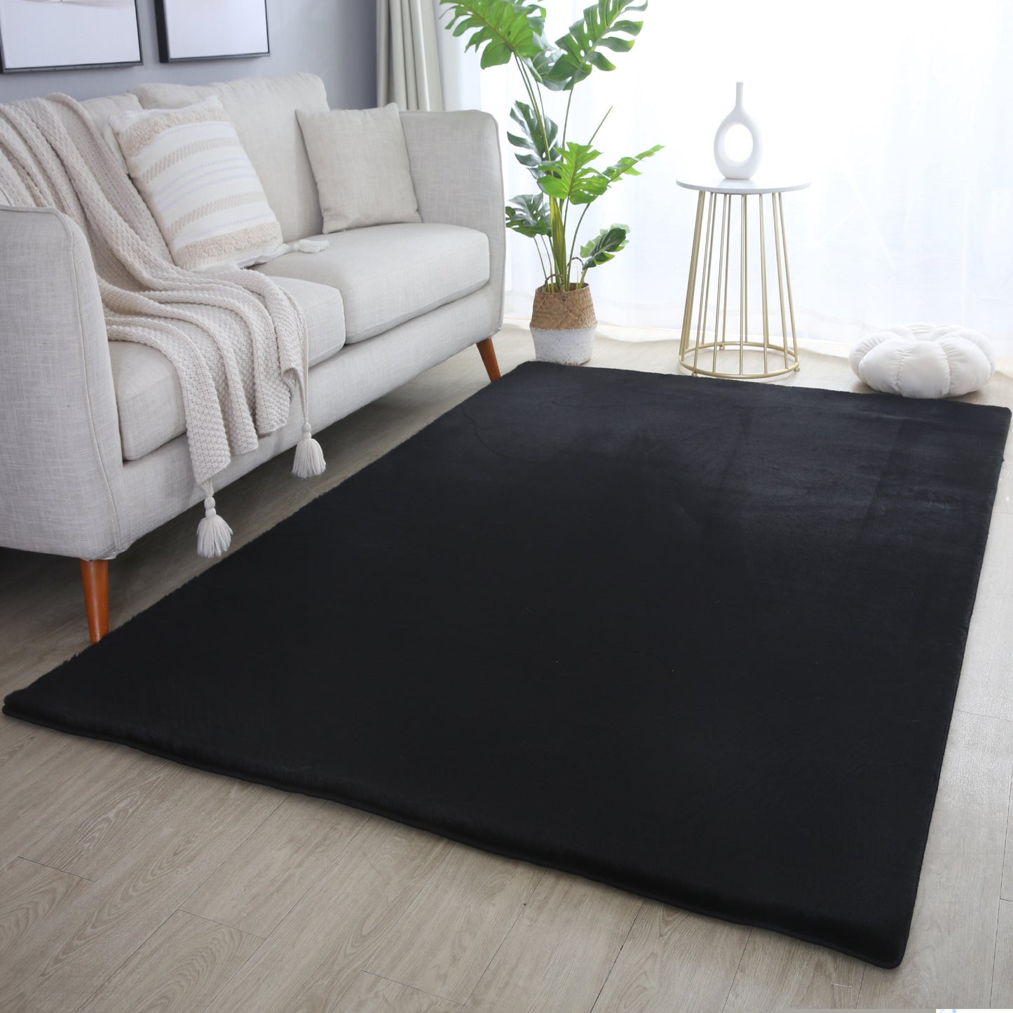 Cuddly 5100 black Plüsch Teppich einfarbig pflegeleicht