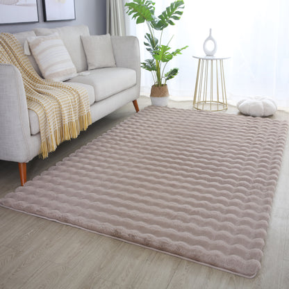 Amber 5110 beige / Plüschteppich kuschelig & weich / Wellenmuster