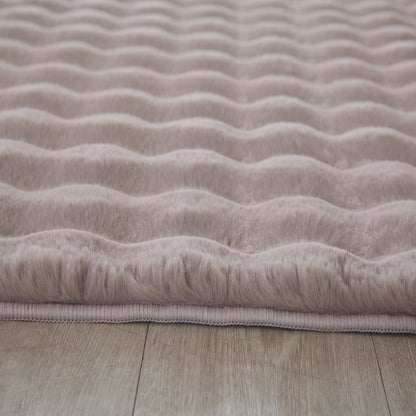 Amber 5110 beige / Plüschteppich kuschelig & weich / Wellenmuster