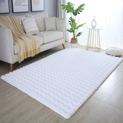 Amber 5110 creme / Plüschteppich kuschelig & weich / Wellenmuster