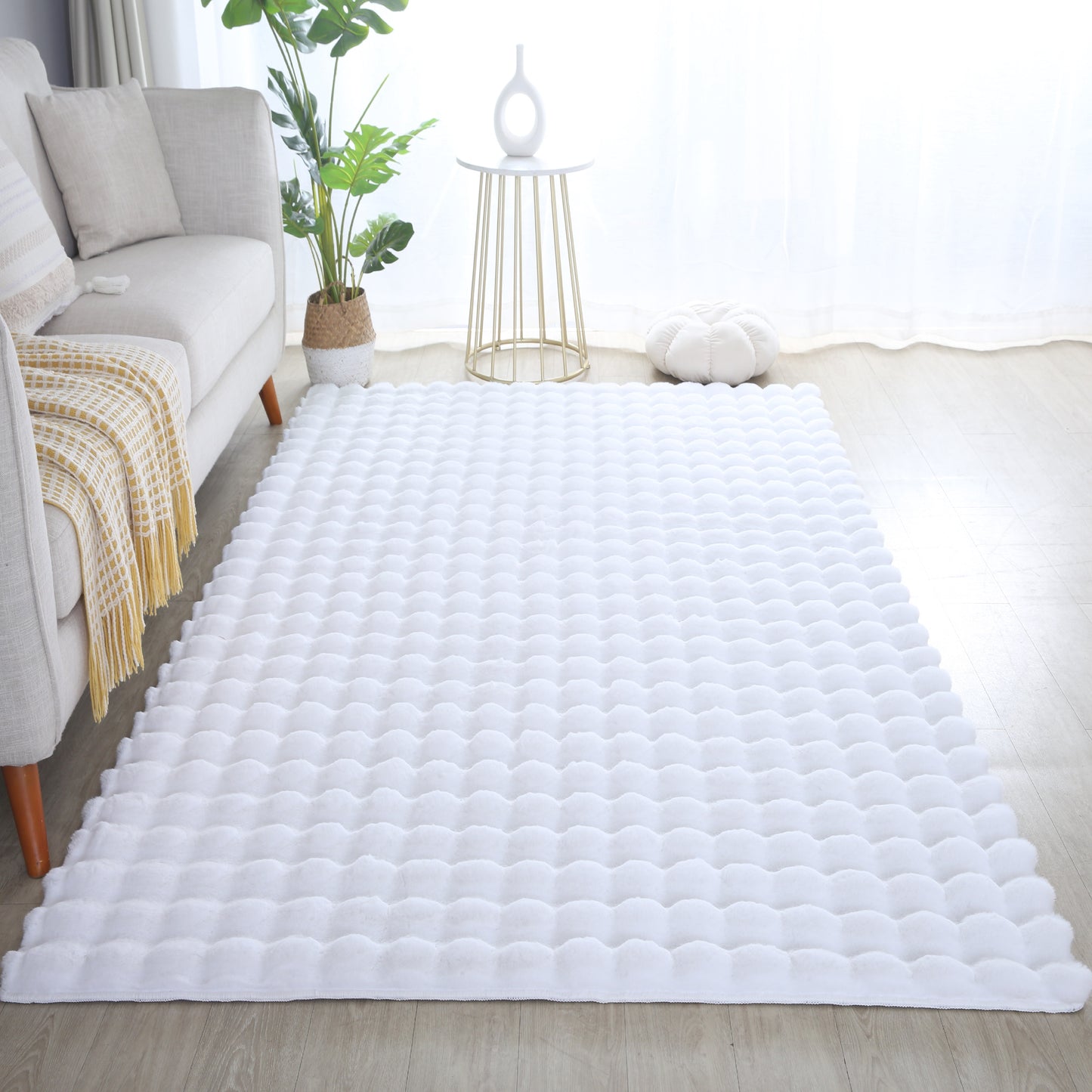 Amber 5110 creme / Plüschteppich kuschelig & weich / Wellenmuster