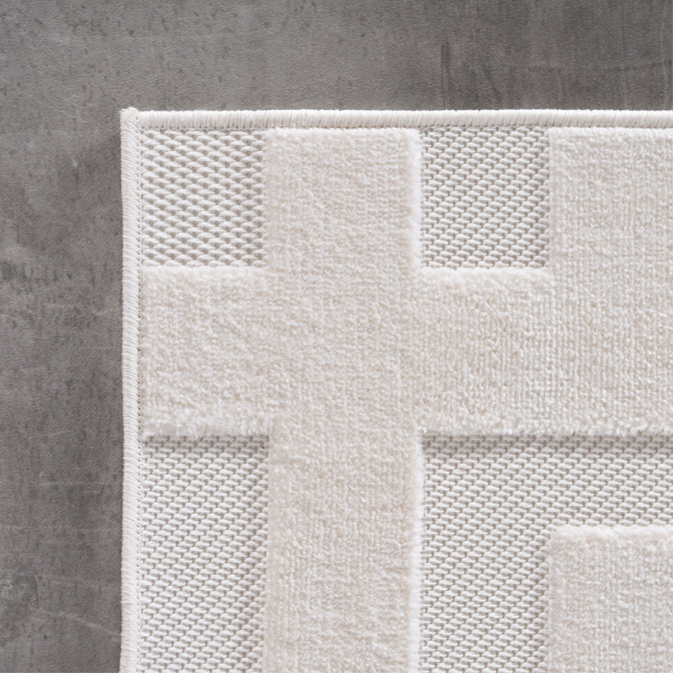 Desi 1656 creme Moderner Designer Teppich mit Hoch-Tief Strukturen