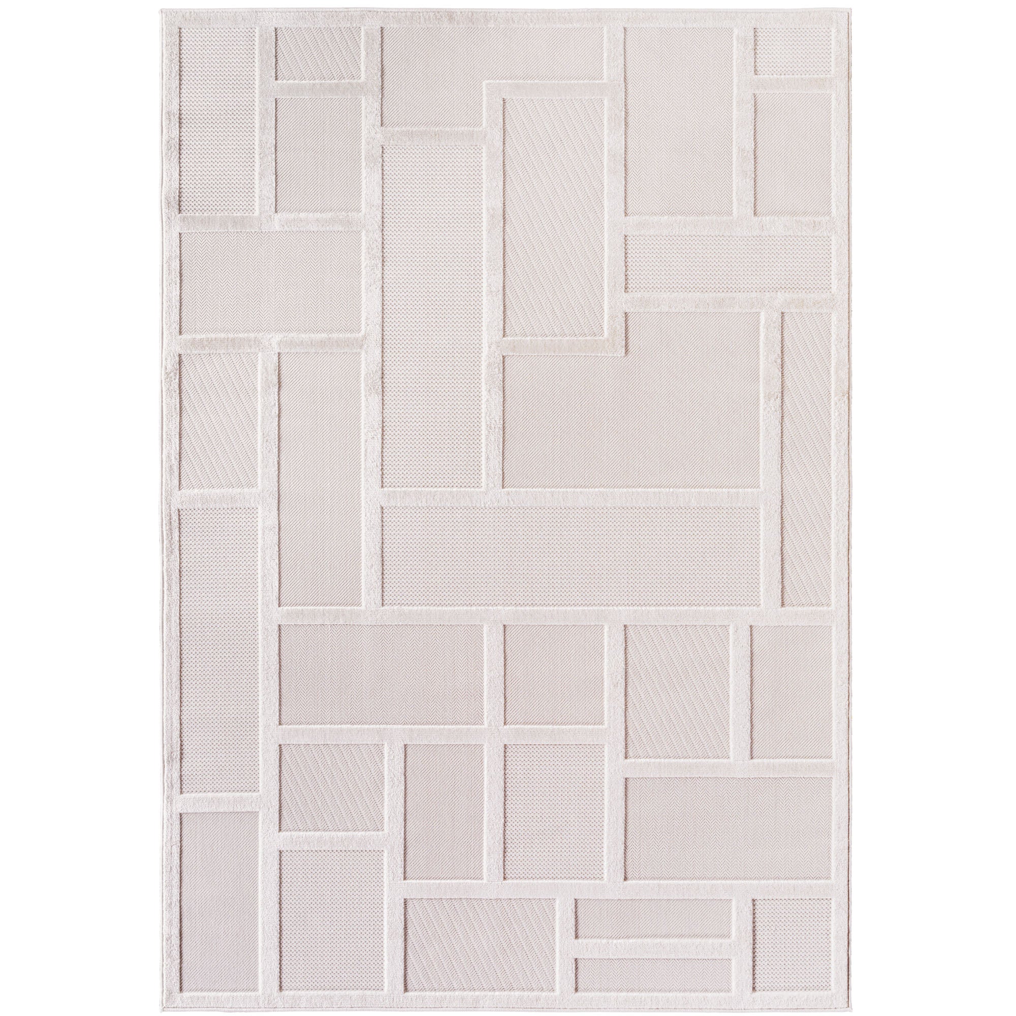 Desi 1657 creme Moderner Designer Teppich mit Hoch-Tief Strukturen