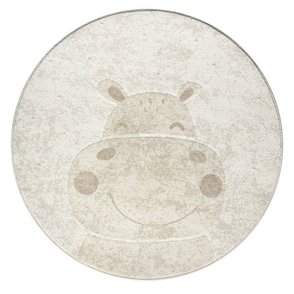 Luna 703 creme / Kinderteppich Nilpferd
