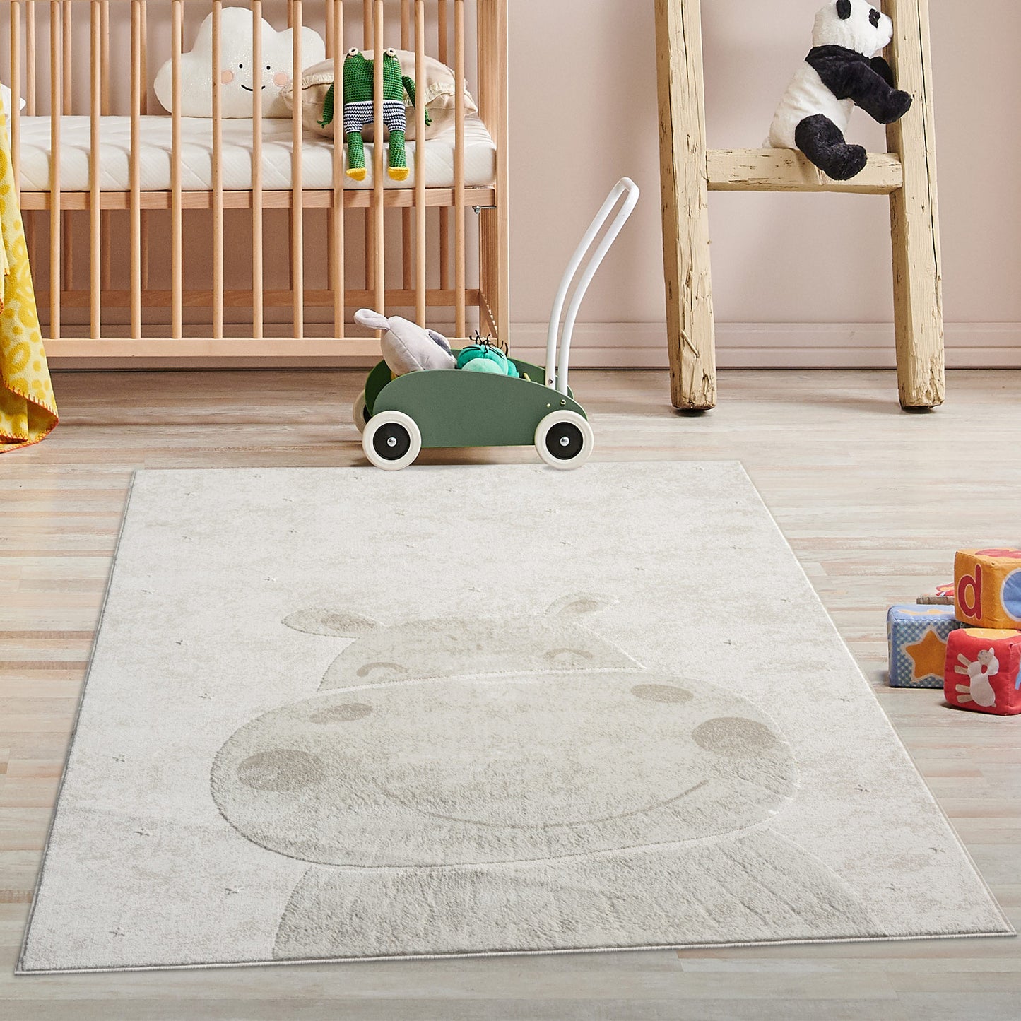 Luna 703 creme / Kinderteppich Nilpferd