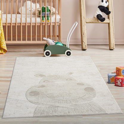 Luna 703 creme / Kinderteppich Nilpferd