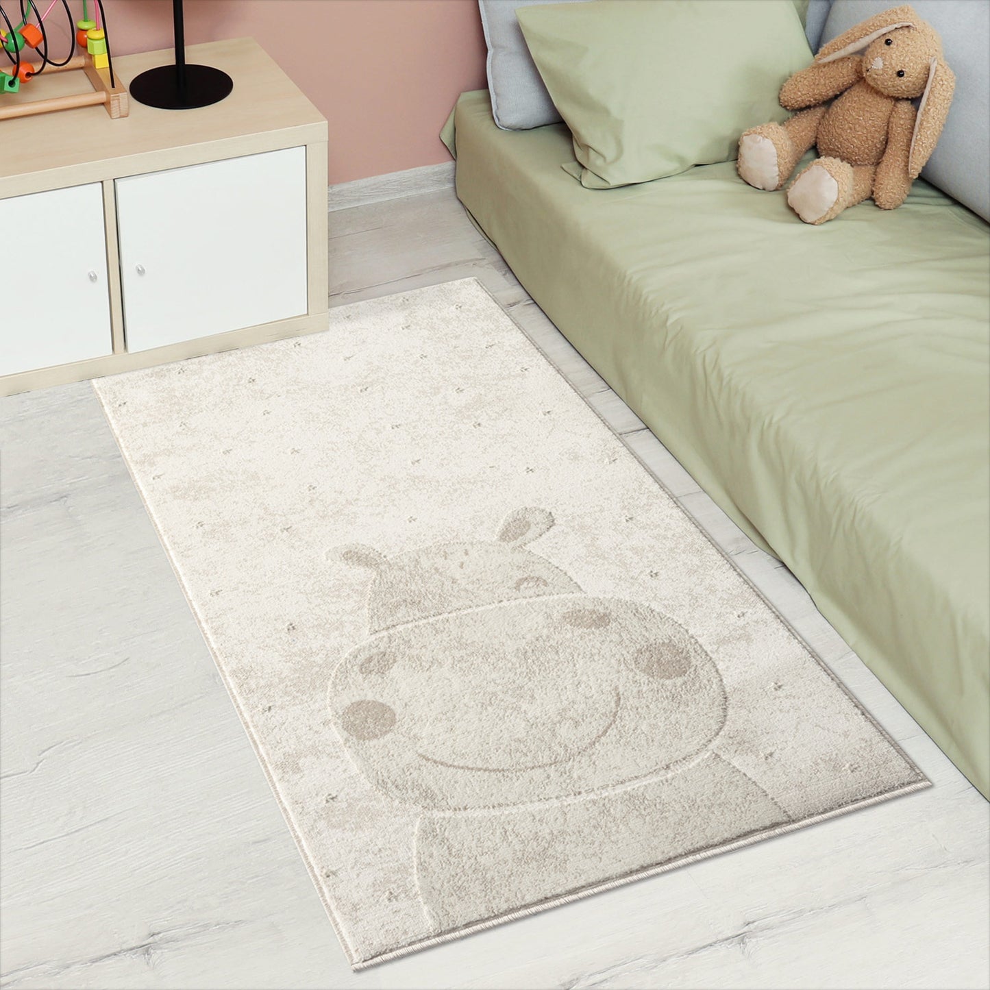 Luna 703 creme / Kinderteppich Nilpferd