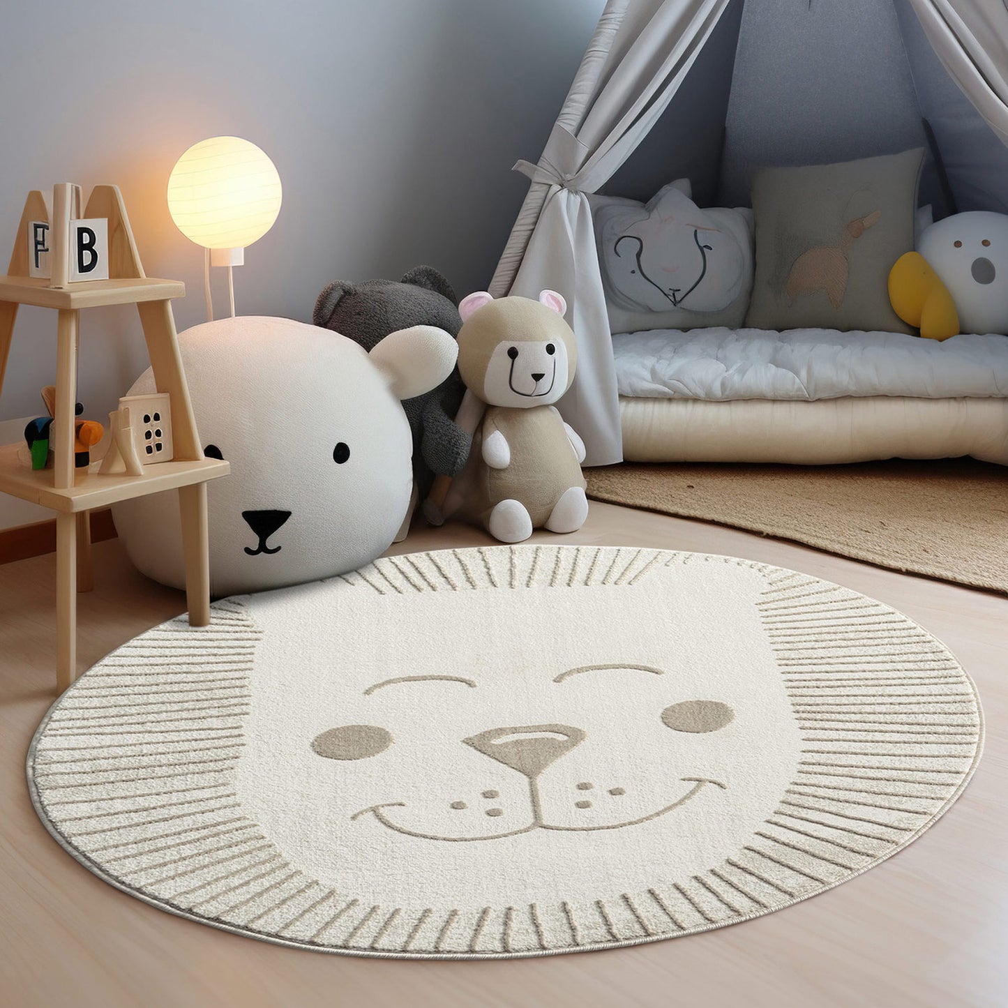 Luna 714 creme / Kinderteppich Löwe
