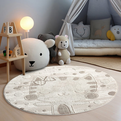 Luna 720 creme / Kinderteppich mit niedlicher Katze