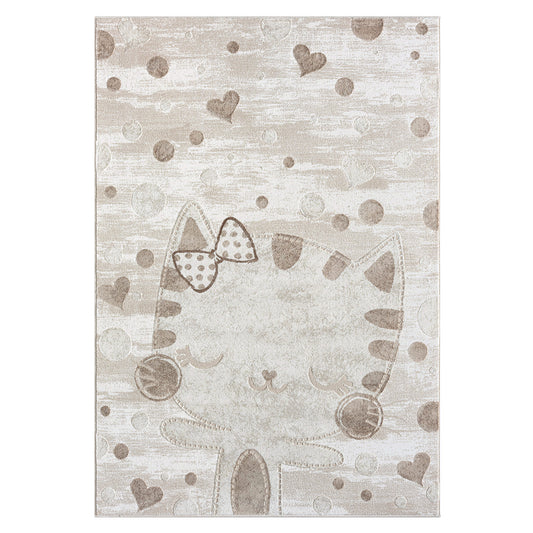 Luna 720 creme / Kinderteppich mit niedlicher Katze