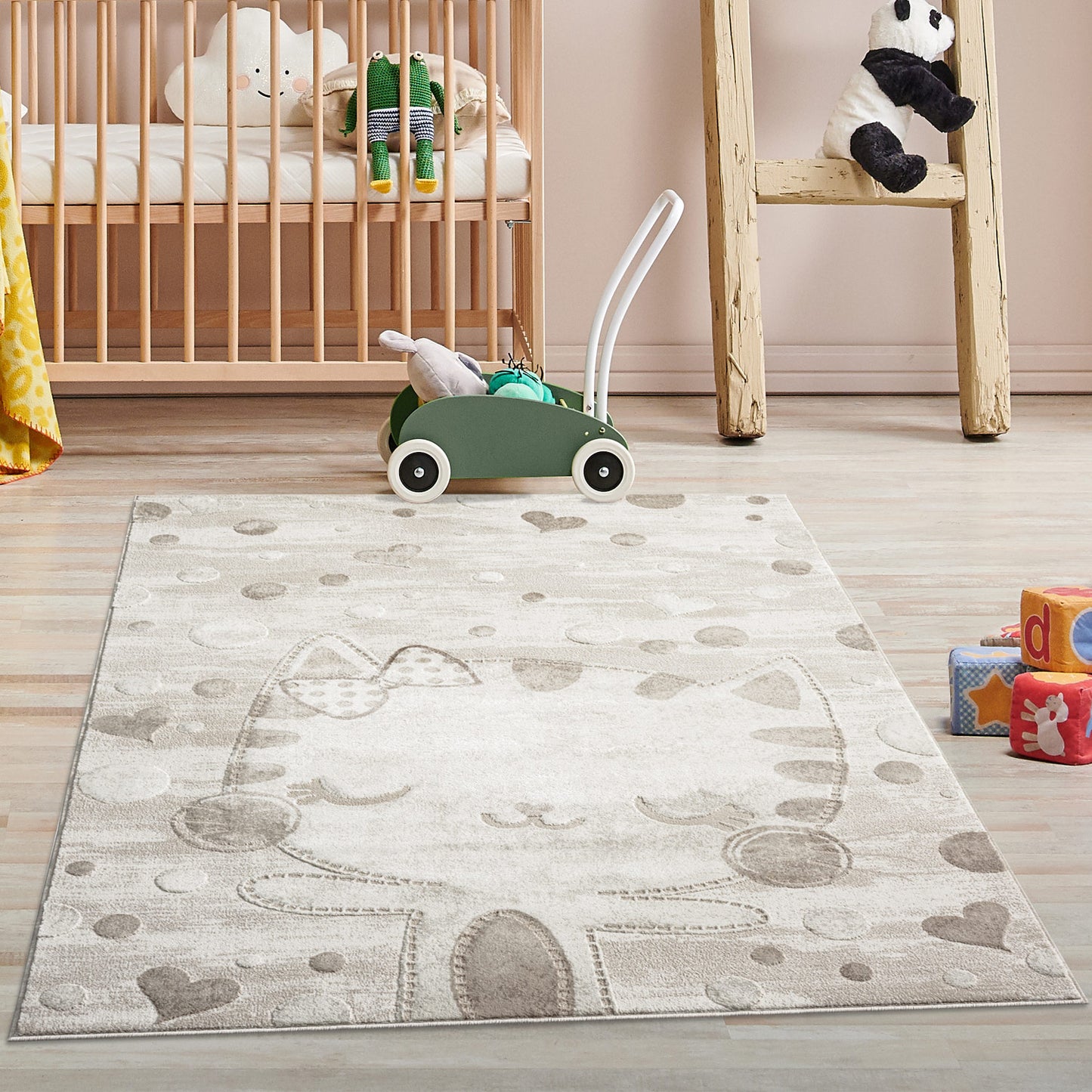 Luna 720 creme / Kinderteppich mit niedlicher Katze