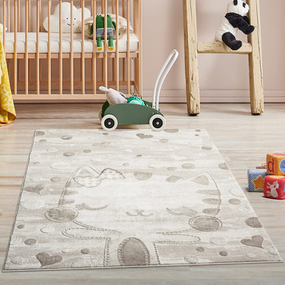 Luna 720 creme / Kinderteppich mit niedlicher Katze