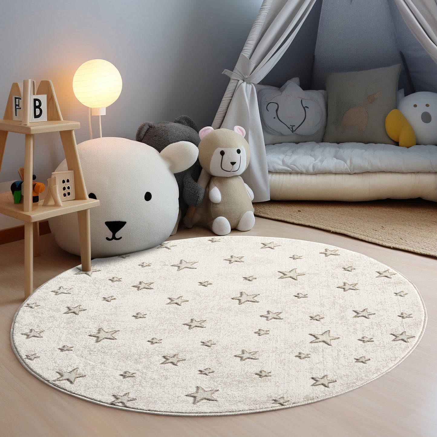 Luna 725 creme / Kinderteppich mit Sternen Muster