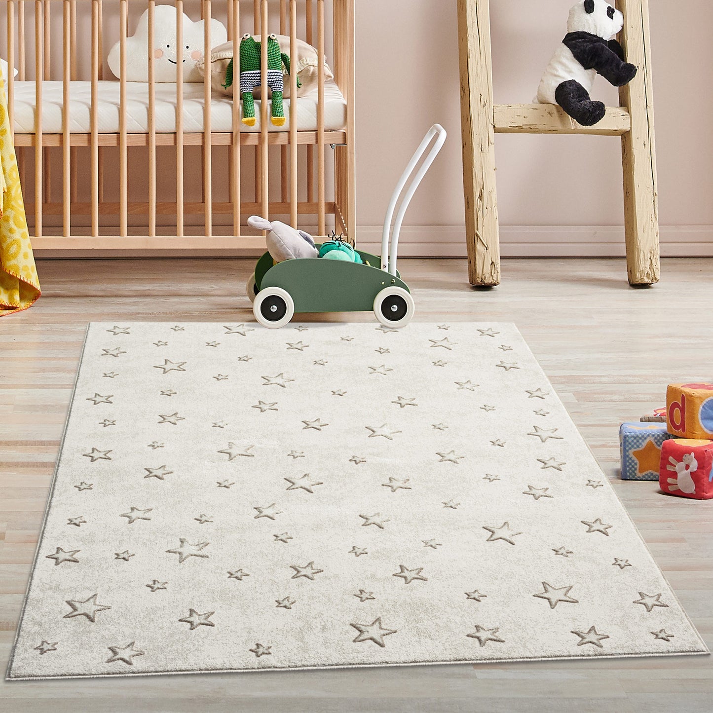 Luna 725 creme / Kinderteppich mit Sternen Muster
