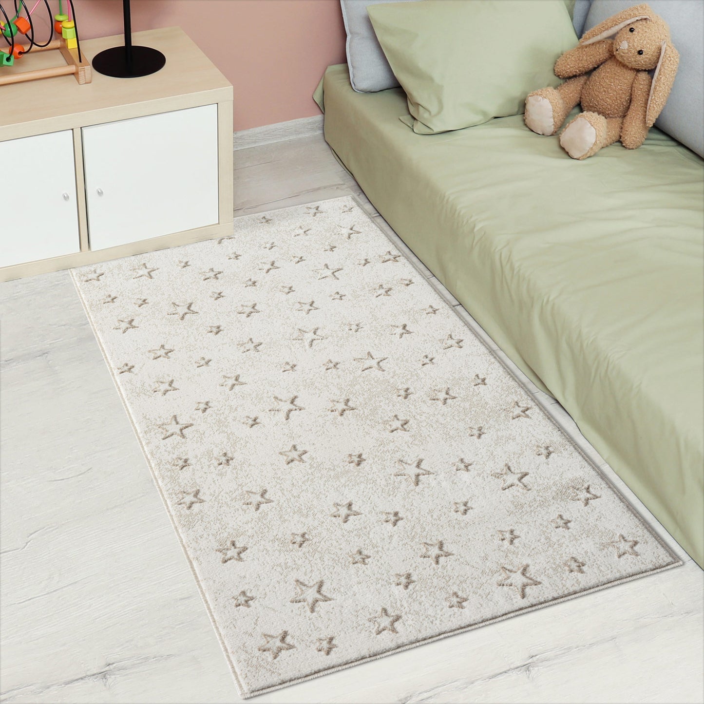 Luna 725 creme / Kinderteppich mit Sternen Muster