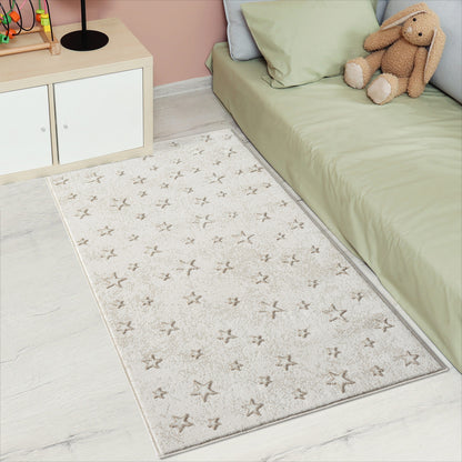 Luna 725 creme / Kinderteppich mit Sternen Muster