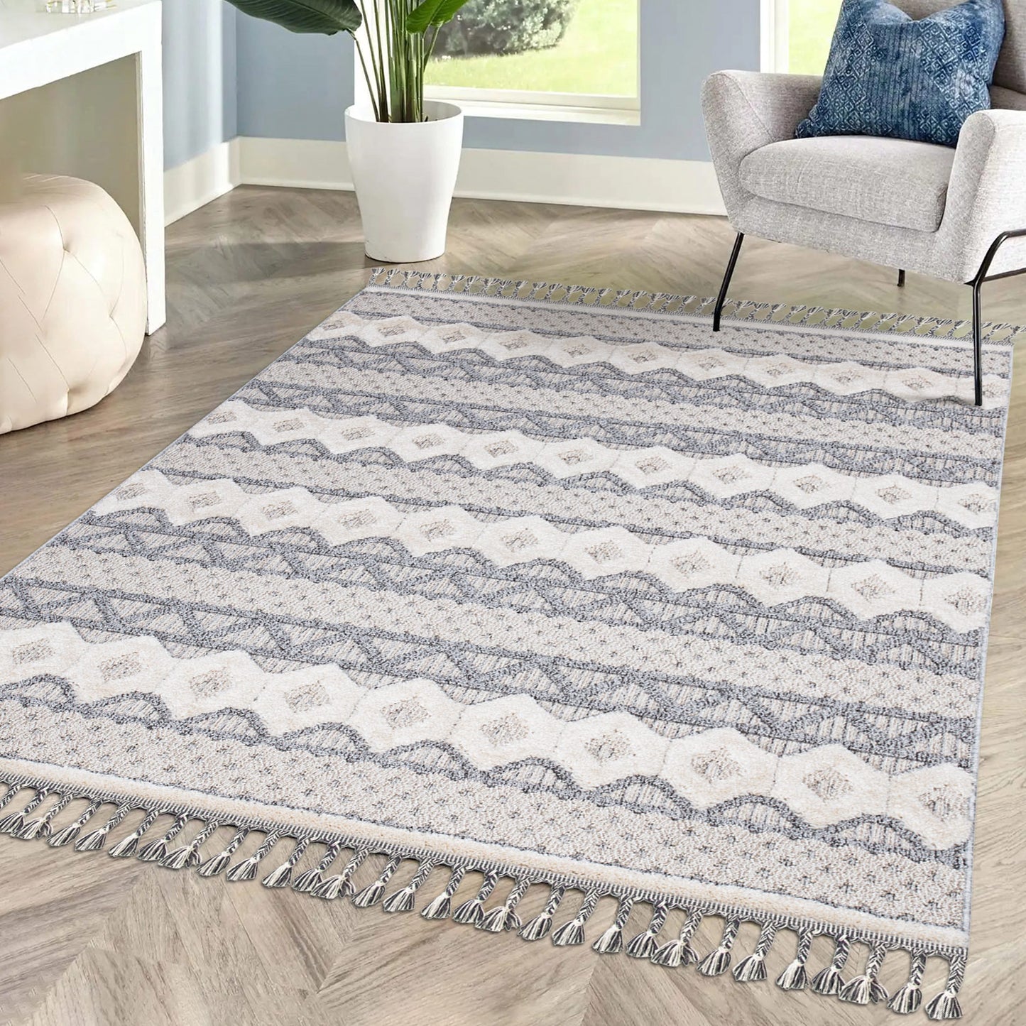 Valentina 728 grau Boho-Chic Style Teppich