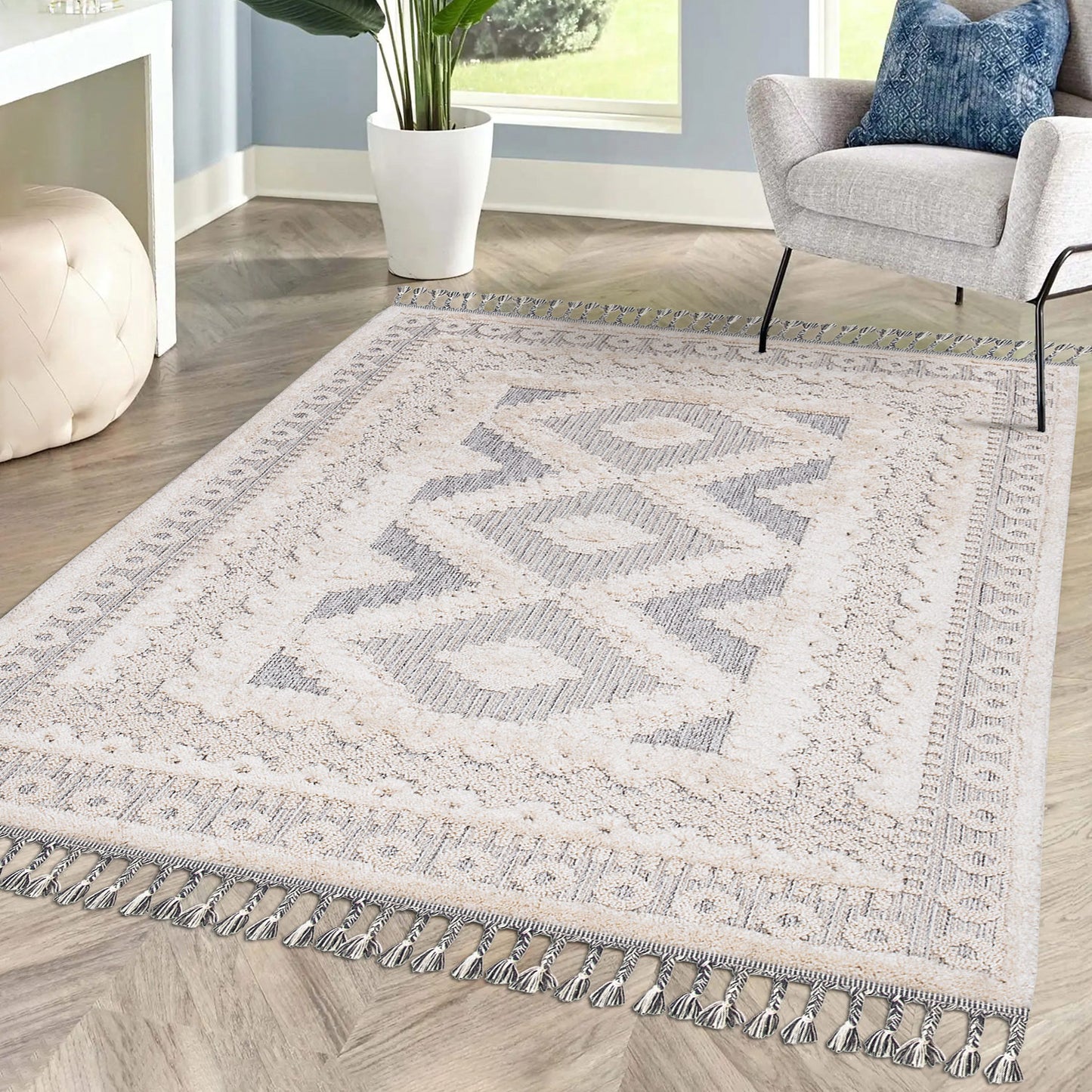 Valentina 730 creme-grau  Boho-Chic Style Teppich