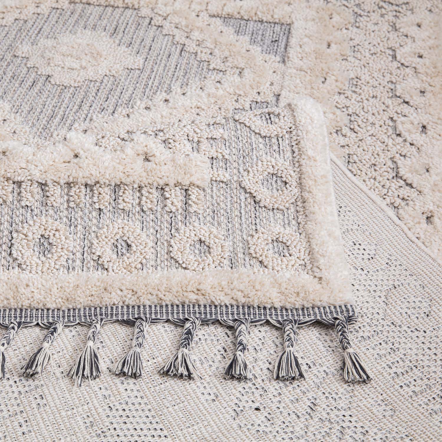 Valentina 730 creme-grau Boho-Chic Style mit eleganter Relief-Optik