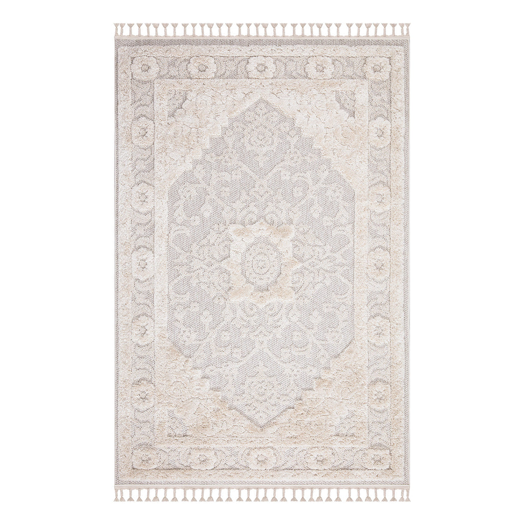 Valentina 732 creme-grau Boho-Chic Style mit eleganter Relief-Optik