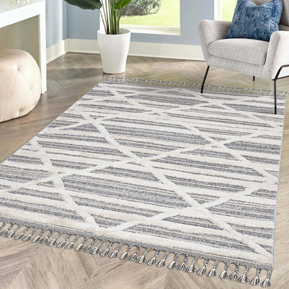 Valentina 810 grau-creme Boho-Chic Style Teppich