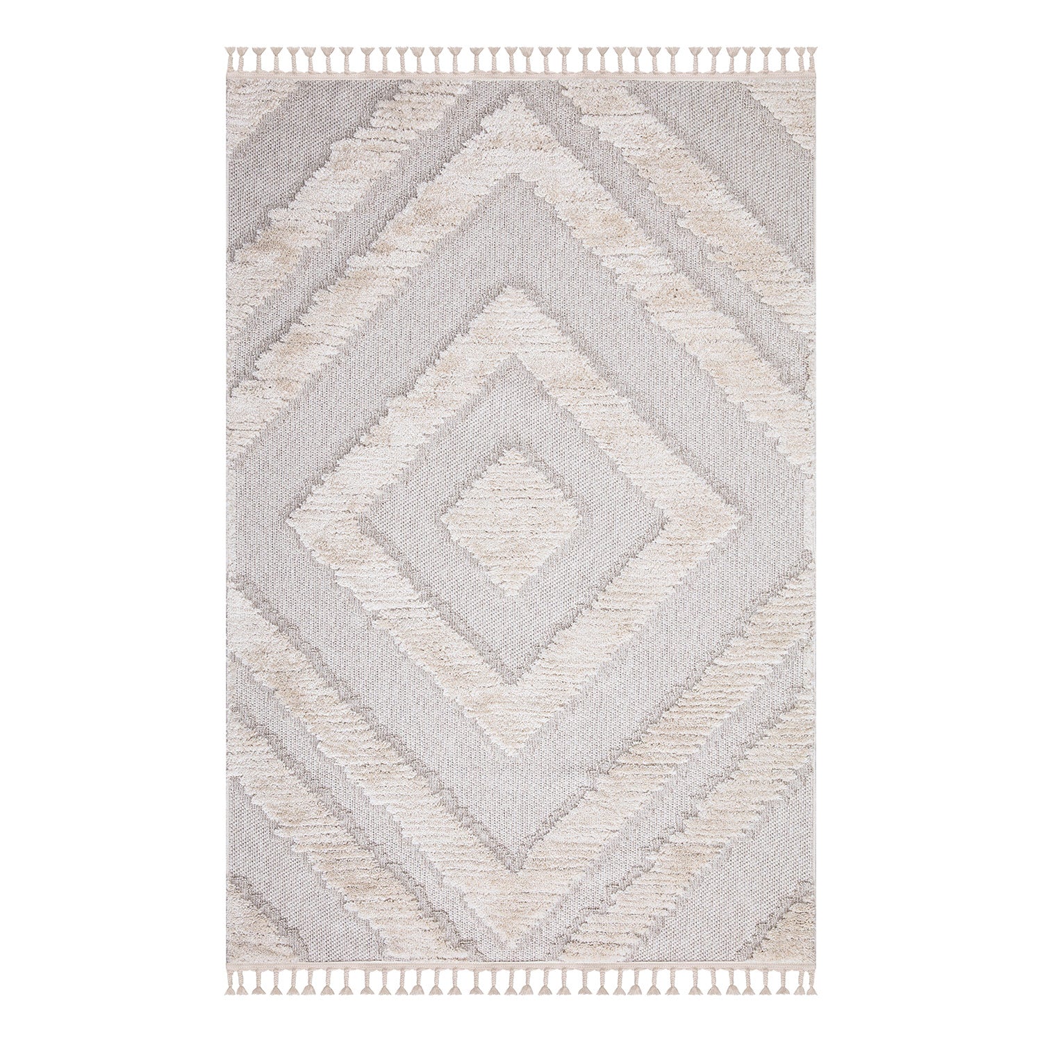 Valentina 813 creme-grau Boho-Chic Style mit eleganter Relief-Optik