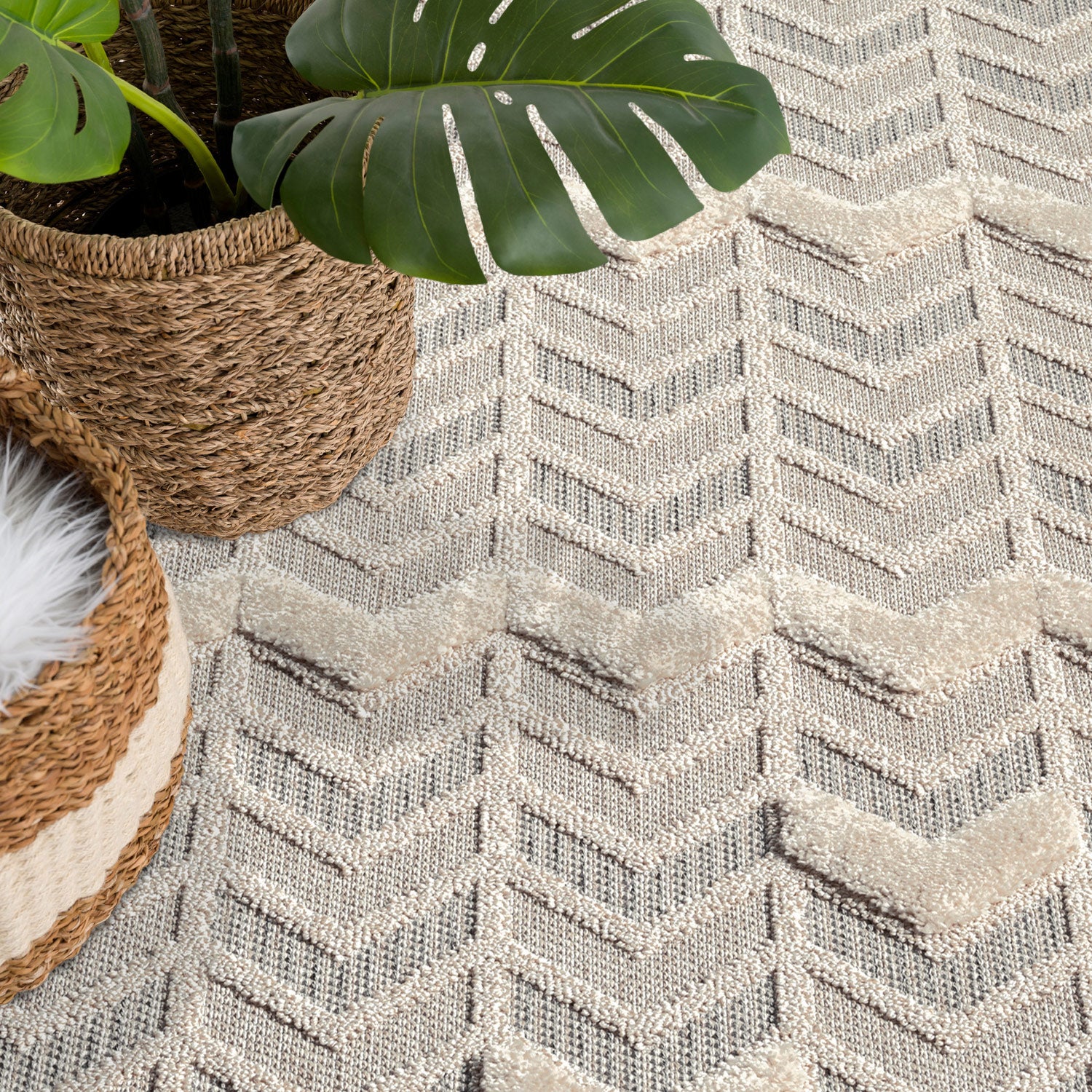 Valentina 920 grau Boho-Chic Style mit eleganter Relief-Optik