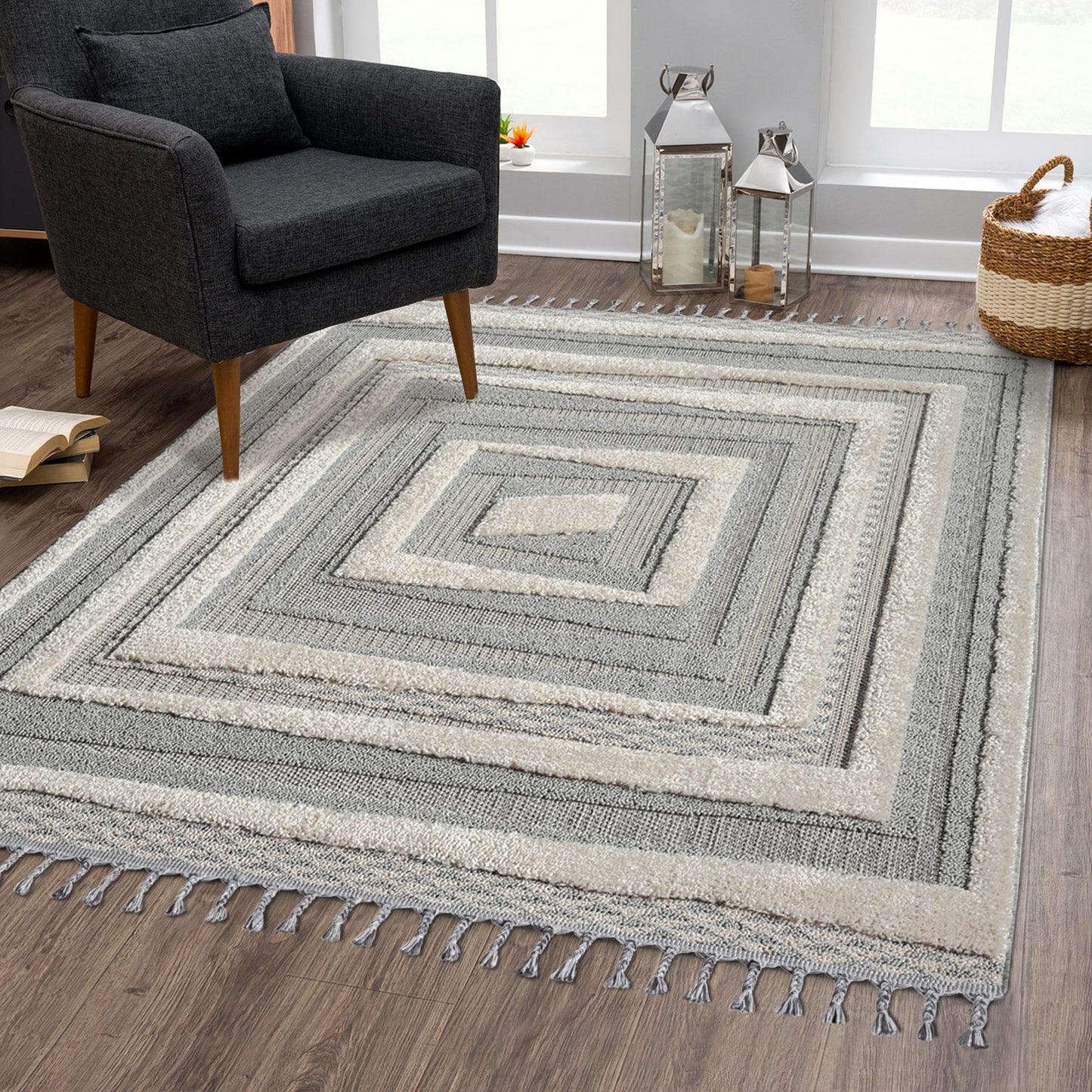 Valentina 940 grau Boho-Chic Style Teppich