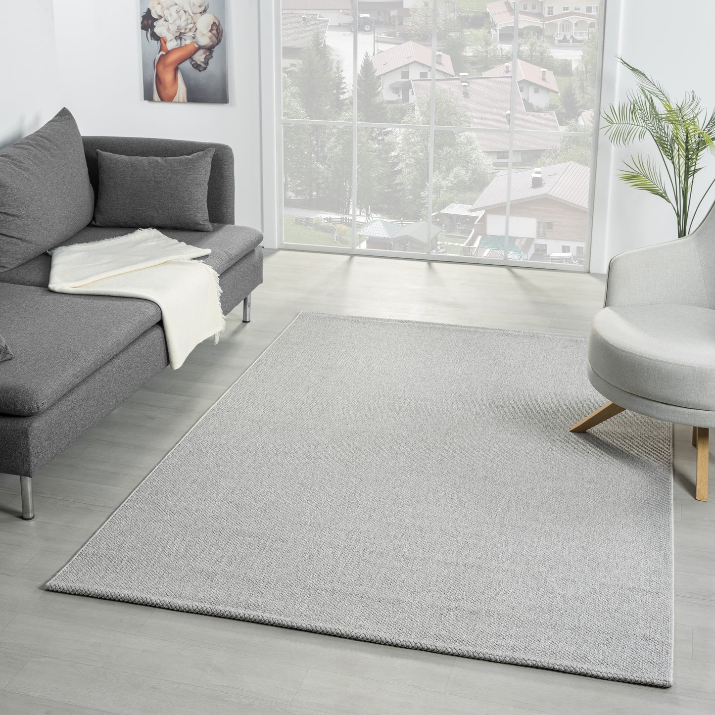 Ayla 2420 grau geflochtener weichflor Teppich